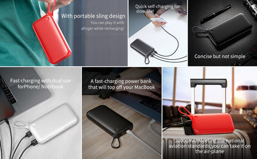 Baseus 20000mAh Power Bank For All iPhones,  Samsung + Dual QC3.0 Quick Charger for MacBook and Notebooks